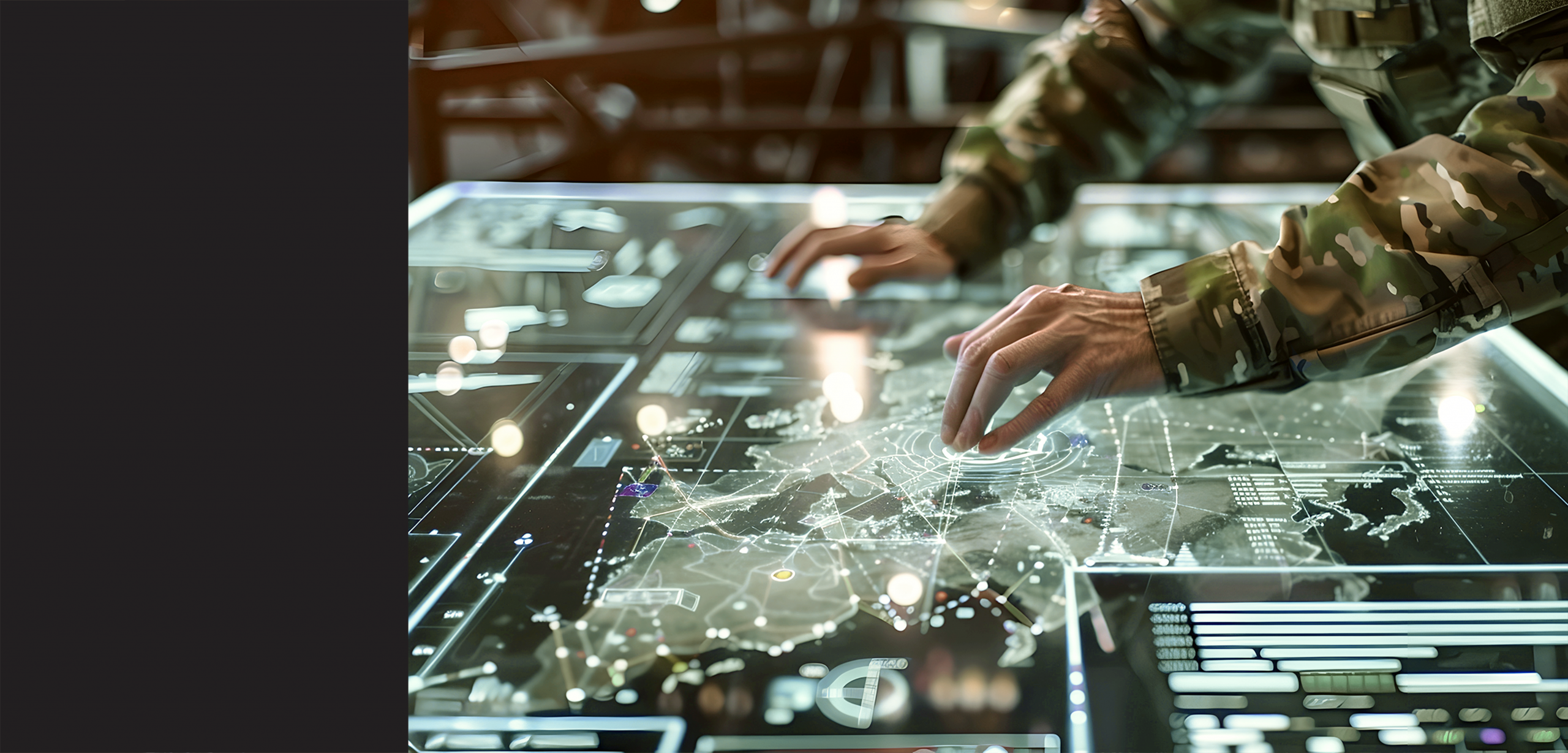 Soldier touching map