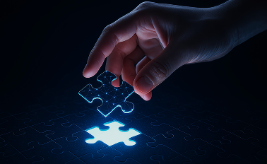 Hand placing puzzle piece